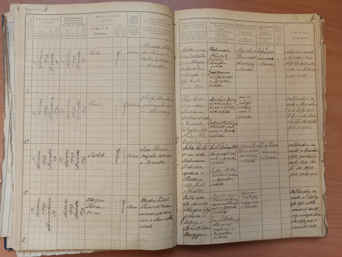 Page image showing birth records covering #9 of 1907