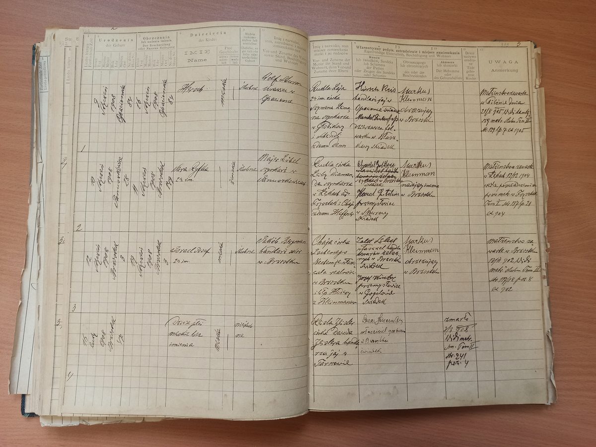Page image showing birth records covering #1 of 1908