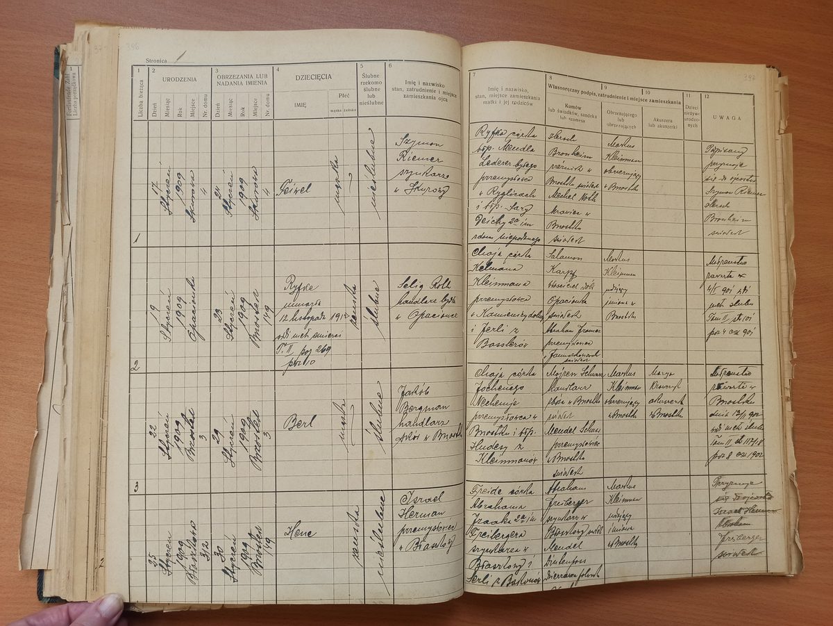 Page image showing birth records covering #2 of 1909