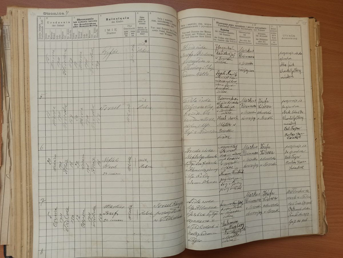 Page image showing birth records covering #5 of 1911