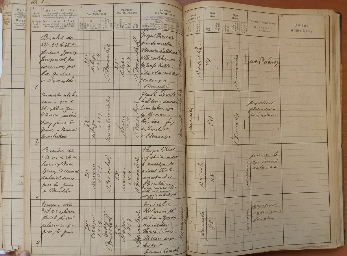 Page image showing death records covering #2 of 1919